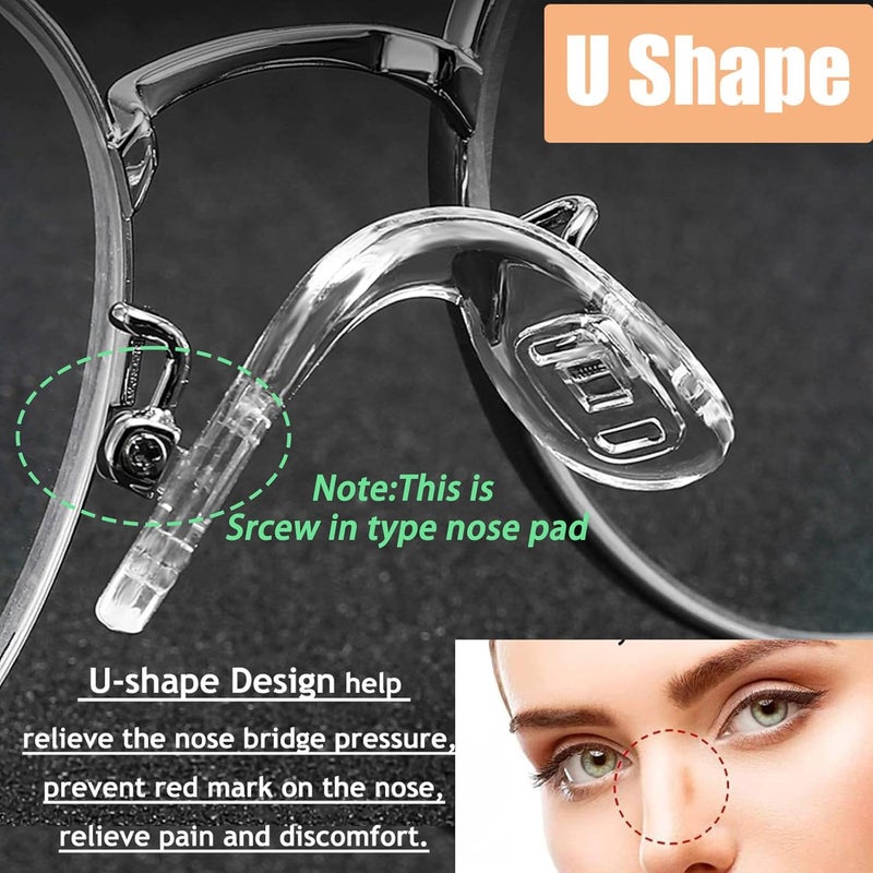 OPUGIT 15 pcs,3 sizes Eyeglasses Nose Pads,U Shaped Eyeglasses Nose Pads Screw-in eyeglass nose piece soft silicone nose pad for Eye Glasses Sunglass Eyewear - Image 3
